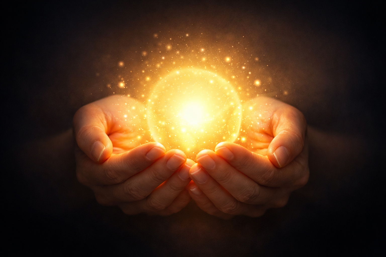 開かれた手に光