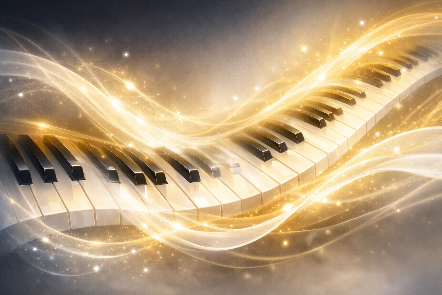 光とピアノの鍵盤の抽象画
